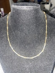 Vtg Retro 12K GOLD FILLED SPRING CLASP BAR LINK LOOP CHAIN NECKLACE 16” EVUC