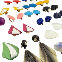 Vtg Earrings Lot of 44 Pairs Clip-on Screw-backs Lucite Acrylic Resin Mod Retro