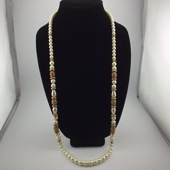 Vtg Necklace 1928 Brand Cultura Glass Faux Pearls 35” Weighs 2.9oz Opera Length