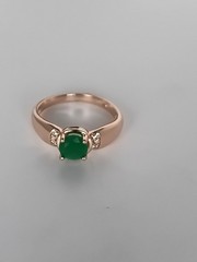 Vintage 1990-s 14 Ct Rolled Gold Emerald Ring Size UK P US 7 1/2 Hallmarked!