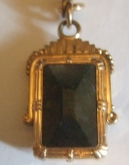 Victorian Style Pendant Fob Carnelian Onyx Estate Jewelry