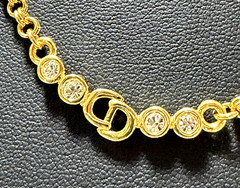 Christian Dior necklace pendant with rhinestones CD logo gold plated Vintage