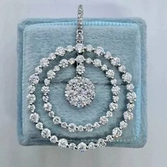 Art Deco Round Cut Lab Created Diamond Bridal Wedding Gift Pendent 925 silver