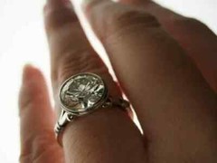 Art Deco Style Bezel Set Lab-Created Diamond Engagement Ring 14k White Gold FN