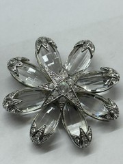 Vintage Joan Rivers RARE HTF flower brooch pin with clear Swarovski crystals.