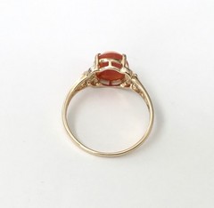 VINTAGE Hand Crafted Cameo W/ Diamonds in 14K Solid Yellow Gold Ring , NEW