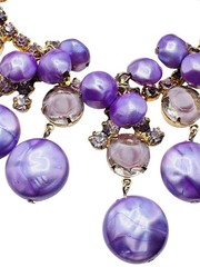 Vintage Juliana D&E Purple Rhinestone Pearl Necklace Earrings Set Book Piece