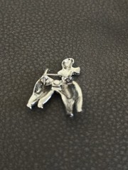 Vintage Pot Metal Rhinestone Poodle Dog Brooch Pin Silver Tone Clear Crystal