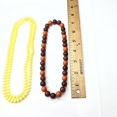 H3 Lot Yellow Orange Brown 70s Resin Acrylic Beaded Boho Hippie retro necklaces