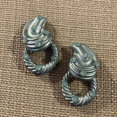 VTG Jeff Lieb Signed Door Knocker Clip Earrings Blue Rhinestone Designer Runway