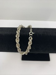 Sterling Silver 925 Italy 6MM Wide Vintage Rope Chain Bracelet 7″ 7.9g