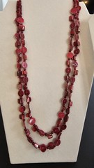 Lot of 4 Red Beaded Necklaces with Pendant, Mixed Materials (Unisex Adults)
