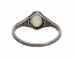 Vintage Ethiopian Opal Ring 925 Sterling Silver Engraved Antique Band Gift