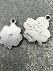 Two Vintage Sterling Silver Enamel Lucky Four Leaf Clover Charms Lois 2.5g