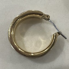 Liz Claiborne “LC” Signed Multi-Colored Glass Stone Gold Hoop Earrings VTG