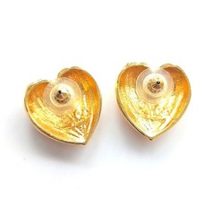Vintage Signed Avon Gold Tone Textured Ribbed Heart Romantic Love Post Earrings