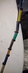 Vintage Tube Glass Bead Necklace Colorful 31″ 2.1mm Wide Beads Very Light Weight