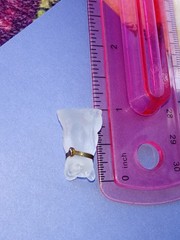 Antique, Vintage, Czech Clear Pug, Bulldog Cracker Jack Glass Charm, Prize, 1″