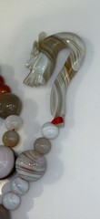 Gorgeous Asian Agate Bead Necklace With Carved Dragon Head Toggle closure