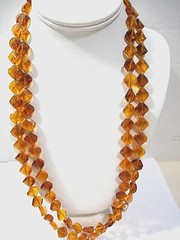 Light Brown Very Long Vintage Beaded Necklace