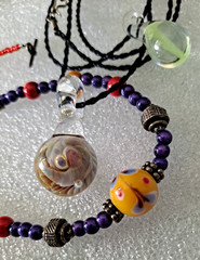 Vintage Art Glass Necklaces Pendant & Earrings Lot Various Materials Art Glass