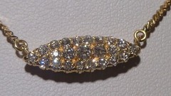 Vintage 14k Yellow Gold Pave Set Clean Shinny Diamonds Eye Shape Necklace