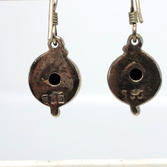 Vintage Gold Hematite Sterling Silver 925 Earrings Two Tone Dangle Drop 1″ Lobe