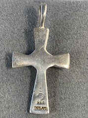Vintage Cross Pearl Heart Estate Fine Jewelry Pre-owned Sterling Silver