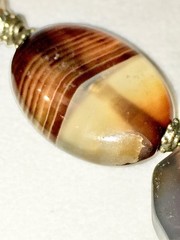 Antique Scottish Banded Agate Necklace Natural Stone Victorian Vtg Antique 22”