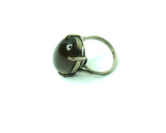 VINTAGE RARE WOMENS MOONSTONE GRAY .700 SILVER OVAL RING SZ 4 TOP 19mm WIDE