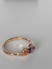 Vintage 1990-s 14 Ct Rolled Gold Amethyst Ring Size UK Q US 8- Hallmarked!