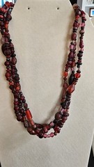 Lot of 4 Red Beaded Necklaces with Pendant, Mixed Materials (Unisex Adults)