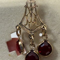 NOS Red Bezel Austrian Crystal Chandelier Earrings Pierced Post Dangle VTG 2.25″