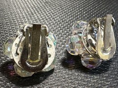 Aurora Borealis Faceted Glass Bead Clip-On Earrings N/A (Mid-20th Century)