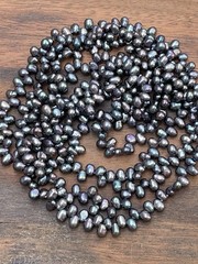 Genuine Pearl Beaded Necklace Tiny Beads Artisan Jewelry Peacock Hues Dainty