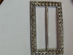 Lot 7 Antique Rhinestone Pavé Art Deco Dress Clips, Buckle, Sapphire Blue Purple