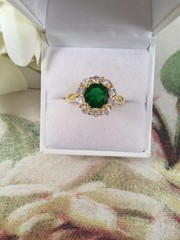 3.2Ct Art Deco Style Lab Created Emerald Women’s Anniversary 14K Gold FN Ring