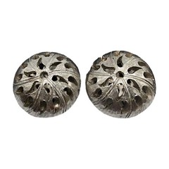 Earrings Crown Trifari Dome Shaped Clip On Filigree Vintage Gold Tone SKU 2138