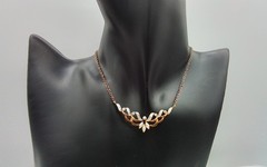 16″ CAR XPPEND GENUINE DIAMOND CHOKER NECKLACE SMALL CHIPS COPPER CHAIN PENDANT
