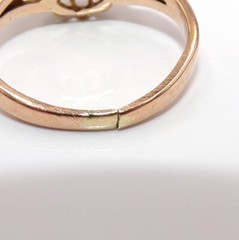 VTG Antique Georgian Rose Cut Diamond Solitaire 14K Yellow Gold Ring LLG2