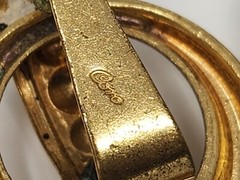 Signed CORO Gold Tone Yellow Rhinestone Screw-back Earrings Vintage Round Circle