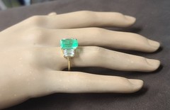 Vintage 14k Yellow Gold Engagement Ring3.02ct.Natural Colombian Emerald GIA Cert