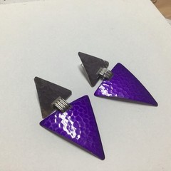 #2 Vintage Retro Drop Dangle Purple Silver Toned Earrings from USA seller