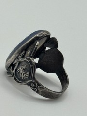 Vintage Art Deco Egyptian Revival Sterling Silver Chalcedony Ring Size 5.5