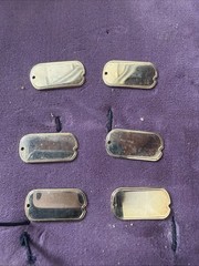6 Vintage Gold Plated Dog Tag Charms