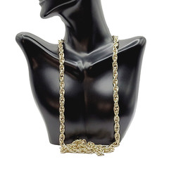 Multi Link Twist Rope Style Chain Very Light Gold Tone Vintage Necklace 30 Inch