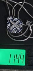 Vintage Sterling Silver & Blue Enamel Jerusalem Cross Pendant on 925 Italy Snake