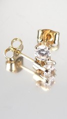 Vintage Estate 14K Solid Yellow Gold 0.5ct Cubic Zirconia Stud Earrings 4mm