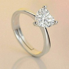 2.75Ct Art Deco Lab Created Diamond Heart Shaped Wedding 14K White Gold FN Ring