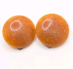 Vintage Speckled Orange 1980s Clip On Earrings Round Domed Gift For Her Woman